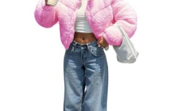 KOTTY Women’s Cropped Teddy Jacket with Soft Warm Fabric for Winter(Pink,M) KTTWOMENSJACKET374M