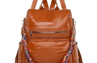 ProArch Anti-Theft Croco Backpack & Purse for Women | Shoulder Bag for Women and Girls | College Bag for Girls | Multipurpose Travel Bag | Durable | PU Leather (Tan)