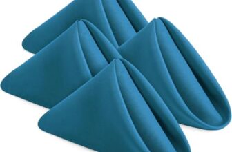 Edenwald Dining Table Napkins Polycotton Set of 6 Cloth Napkins for Dining Table Dinner Napkins Cloth 17×17 Inches for Party Wedding Cocktails Restaurant Decoration Regular Use Napkins-Lake Blue