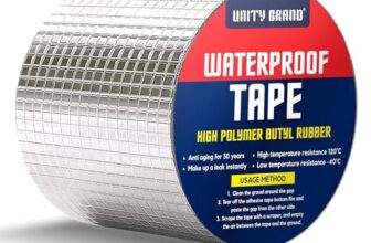 UB Unity Brand Super Strong Adhesive Waterproof tape Permanent Repair Roof Water Leakage Solution Rubber Foil Suitable for Roof Leak, surface Crack, Window Sill Gap, Boat Sealing, Tank Leak (10CM*5M)