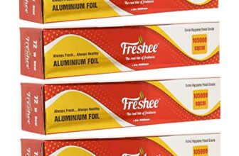 Freshee 105000sqcm Aluminium Silver Kitchen Foil Roll Paper Pack of 4|Disposable Food wrap for Fresh Food