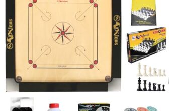 KOXTONS – Carrom Board 36 INCH Full Size with 3″ Border & 8 mm Ply (Premium) with STRICKER & Accessories and Vista 11 INCH Chess Conquer Gift Set