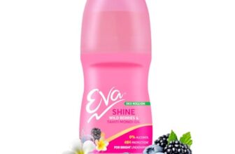 Eva Shine Roll On Deo | No Alcohol No Aluminium| Chemical Free| For Bright Underarms (Wild berries & Tahiti Monoi Oil) | For Women (50ml)