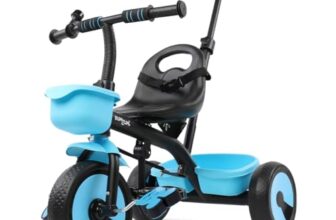 Bumtum Tricycle Ride with Parental Handle | Play & Plug Cycle for Kids | 2-5 Years – Tricycles for Boy & Girl | Sturdy Designs with Storage Box, Horn and Guarded Seats, Heavy Wheels (Blue)