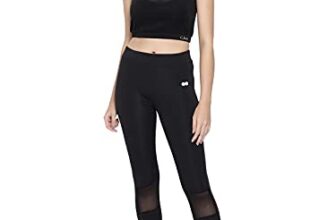 Clovia Women’s Cotton Slim Fit Activewear Ankle Length Sports Tights (AB0067A13_Black_L)