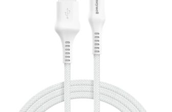 Honeywell USB A to Type C Cable, 4 Feet (1.2M), PD 60W, QC 3.0, Fast Charge & Sync Cable, Nylon Braided Cable for Apple Devices, Smartphones, Laptops, Power Banks, Tablets, Headphones, Speakers White