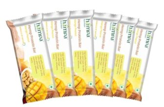 Hampa Hemp protein Bar 50g | Mango Peanut Flavour | 10g Plant Protein | No Whey, Vegan Friendly | No Added Sugar, Sweetened with Dates | Anytime Snack with Edestine Protein | Pack of 6