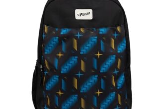 F Gear Ryto Black 35L School Backpack with 3 Spacious Compartments, 1 Front Pocket & Side Bottle Holder, Airflow Padded Back, Lightweight & Durable Bag for School, Tuition, Travel and Work