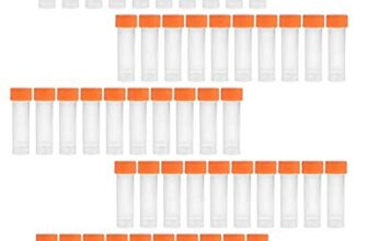 DIY Crafts Pack Of 125 Pc, Clear Color, Plastic Clear Color Graduated Vial Tube with Screw White & Random Caps Refilla (Pack Of 125 Pc, Clear Color)