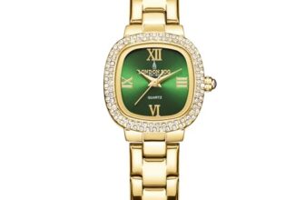 London Fog Ave Maria Collection Analog Watch for Women with Square Dial, Crystal Studded Bezel Roman Numeral Markers and Stainless Steel Strap LFW20004-33