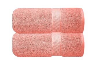 Sulfar 100% Combed Cotton, Quick Drying Highly Absorbent, Luxury Hand Towel Set (Pack of 2, 40 X 70 cm) Coral Pink