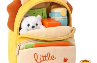 LUXIVA Little Lion Plush Backpack for Kids (2–5 Years) | Soft Toy School Bag | Lightweight & Comfortable Toddler Bag | Cute Cartoon Nursery Backpack for Boys & Girls
