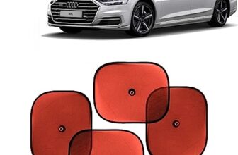 KINGSWAY Car Window Curtain Sticky Sun Shades Compatible with Audi A8L, (Year 2015 Onwards), Universal Fit Sunshades for Side Window, Rear Window, Red Color, 4 Pieces