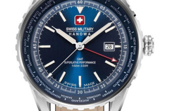 Swiss Military Hanowa AFTERBURN GMT Water Resistant Dial 3 HAND Leather Strap Analog Watch  – For Men