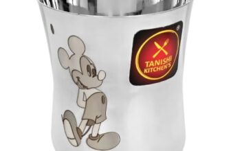 TANISHI KITCHEN’S Stainless Steel Mickey Character Glass- 1 Pcs. 100ml | Cartoon-Themed Drinkware for Kids | Durable, Rust-Free & Dishwasher Safe