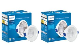 PHILIPS Polycarbonate 12 Watt White Reflector Led Ceiling Cob Round Spot Light with Focused Beam|Cut Out: 102Mm|Cool Day Light,Pack of 2 (Deco Bright)