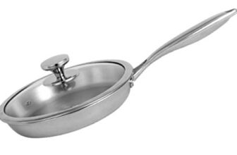 NIRLON Platinum Triply Stainless Steel Frying Pan 22 cm with Glass Lid(Induction Friendly)|Platinum_Frying Pan 22
