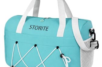 Storite Nylon 48.5cm Travel Duffle Bag for Men & Women Muti-Pocket Sports Shoulder Duffel Bag with Wet Pocket & Shoe Compartment Overnight Travel Luggage Garment Bag (Sea Blue, 48.5×17.5x27cm)