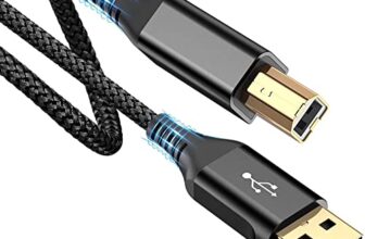 rts High Speed USB 2.0 Printer Cable (2M 6.6 Feet) USB-A to USB-B Cable, Nylon Braided Scanner Printer Cord For HP Canon Dell Epson Brother Lexmark Xerox Samsung Piano DAC & More-Black