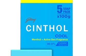 Cinthol Cool Soap, 100g (Pack of 5) | with Icy-cool Menthol | Soaps For Bath | Grade 1 Soap | For All Skin Types
