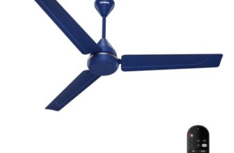 Crompton Energion Hyperboost 1200mm BLDC Ceiling Fan | Point Anywhere Remote Control | BEE 5 Star Rated Energy Efficient | Superior Air Delivery | 3 Year Brand Warranty | Matte Mettalic Blue