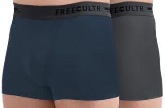 Freecultr Men’s Underwear Micromodal Airsoft Trunk Comfortable – Sweat Proof, Non-Itch, No Chafing, Ultra Soft & Breathable Fabric – Size 2XL Pack of 2-Prussian Blue,Ash Grey