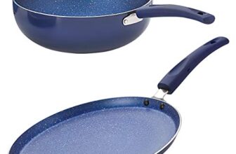 Nirlon Bling Induction Base Non Stick Aluminium 2 Piece Pots and Pan Set [1 Flat Roti Tawa 26cm |1 Kadai 24cm – 3 Liter]