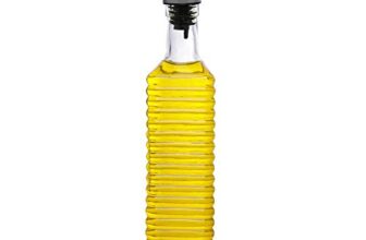 SimpArte Glass Oil and Vinegar Cruet, Seasoning Set for Dining Table, Home and Kitchen, 500 ml 30cm (Transparent) (1 Pack Oil Label)