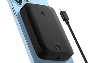 Spigen ArcHybrid MagFit 5000mAh Magsafe Power Bank – 7.5W Fast Charging Power Bank, Compatible with iPhone 17/16/15/14/13/12 Series (Type-C Cable Included) – Black