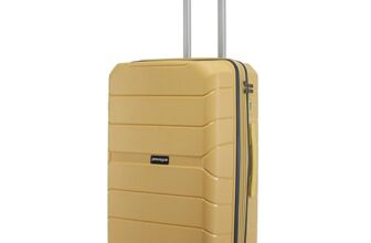 Provogue Cascade Hard-Sided PP 75 Cm Trolley Bag Large Size | Expandable Space with 8 Wheels Trolley Bags for Travel | Combination Lock | 5 Year Warranty (Golden Yellow)