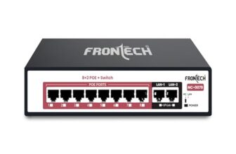 Frontech 8+2 Port PoE+ Switch | 120W PoE | 8×10/100 Mbps PoE Ports + 2 Uplink Ports | 250m Extend Mode | Plug & Play | Network Protection | Ideal for CCTV, IP Camera, Router & Office Use (NC-0079)