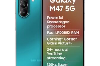 Samsung Galaxy M47 5G (Blaze Blue, 6GB RAM, 128GB Storage)| Powerful Snapdragon Processor| Fast LPDDR5x RAM,UFS 3.1 Storage| Gorilla Glass Victus+| IP64| Super AMOLED Display| 50MP OIS|AI| Gemini Live