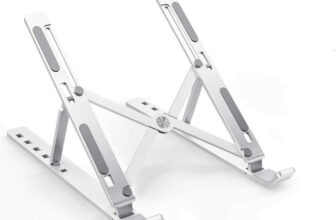 Coverskart Portable Laptop Stand, Aluminum Foldable Holder, 6 Levels Height & Angle Adjustable?Stand Portable,Universal Desktop Stand Holder Aluminium Floor and Desk Stand Laptop Stand with Adjustable Height Compatible with Universal Laptops(Silver)