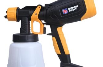 Nippon Paint 450W Electric Paint Spray Gun with 900Ml Container, 2M Long Cable | Suitable for Indoor Outdoor Home & Industrial Use (Pack of 1, Yellow and Black)