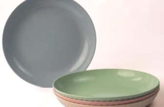 Irida Naturals Bamboo Fiber Fluted Plates | 9 inch Pack of 4 | Eco-Friendly,Lightweight & Unbreakable | Microwave Safe Breakfast Plates | for Hot & Cold Serving (Multicolour)
