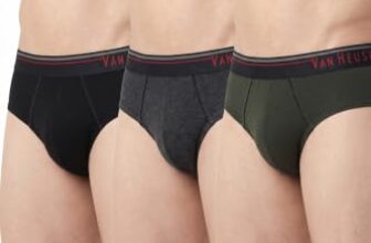 Van Heusen Men Briefs – 100% Combed Cotton – Pack of 3 – Anti Bacterial, Colour Fresh, Moisture Wicking_10003_Peat, Anthra Mel, Pure Black_L