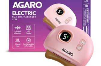 AGARO Electric Gua Sha Massager blends traditional skin care with modern tech. With 9 modes, red light therapy, sonic pulses, and heat therapy, it helps reduce acne, smooth wrinkles 1719