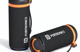 Portronics 15W Breeze 7 Wireless Bluetooth Speaker with Rotational Volume Control, Upto 6 Hours Playtime, Bluetooth 5.4V, Passive Bass Radiator, TWS Mode, RGB LED Lights, Type C Charging(Black)