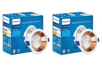 PHILIPS 18 Watt Rose Gold Reflector LED Ceiling COB Round Spot Light with Focused Beam | Cut Out: 138mm | Cool Day Light, Pack of 2 (Deco Bright)