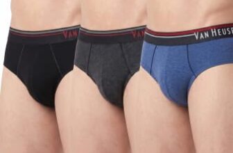 Van Heusen Men Briefs – 100% Combed Cotton – Pack of 3 – Anti Bacterial, Colour Fresh, Quick Dry_10003_Denim Mel, Anthra Mel,Pure B_M