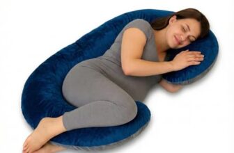 Amazon Basics Full Body Pregnancy Pillow for Maternity,Baby Nursing,Full Body Support|C-Shaped-Washable Cover with Zip-Blue, Grey, Velvet