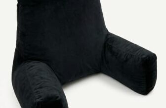 amazon basics Backrest Cushion for Bed Sitting with Arms | Reading Support for Sofa & Chair | Large Comfort Aid for Adults & Patients – Black