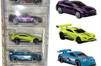 Hot Wheels Car 2026 Motor Show Pack of 5 (15 Jaguar F-Type Project 7, 2009 Nissan GT-R, Aston Martin Vantage GT3, Celero GT, Renault Sport R.S. 01) Multi – Color