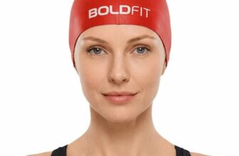 Boldfit Silicone Swimming Cap for Men, Women & Kids – Easy Fit, Long Hair – Red