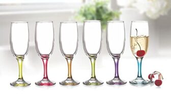 CELLO Elegance Glass Champagne Tumblers, Set of 6, 210ml, Multicolour