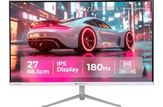 Zebronics 27 Inch QHD Gaming Monitor, 180Hz Refresh Rate, 1ms MPRT, IPS Display, 300 Nits, HDR10, 1.07B Colors, 2 x HDMI, 2 x DP, Bezel-Less Design, Built-in Speakers, Wall Mountable (A27QHD LED)