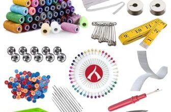 Aezzo 144 Pcs. Double Layer Tailoring Sewing Kit Box with 24 Thread Spool,Needles,Measure Tape, Dress & Trouser Hook,Bobbins,Shirt Buttons,Seam Ripper,Scissors,Pearl Pin with Sewing Kit Box.