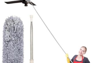 DAZIBAO® Microfiber Long Feather Duster- Bendable & Detachable Fan Cleaning Duster with 100 inches Expandable Pole Handle, Washable, Stainless Steel Handle for Ceiling, Wall, Window Blinds, Furniture