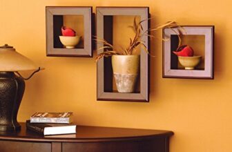 Home Sparkle Set of 3 Wall Shelves/Frames Engineered Wood (Brown)