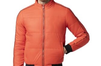 FYLTR Men’s Lightweight Winter Puffer Jacket with Contrast Piping Detail – Stand Collar | Full Zipper | Side Pockets | Ribbed Hem & Cuff